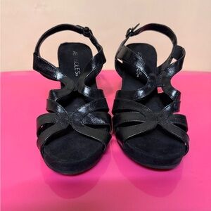 Aerosoles Black Strappy Slingback Heels - Women's Elegant Open-Toe Sandals Sz 6